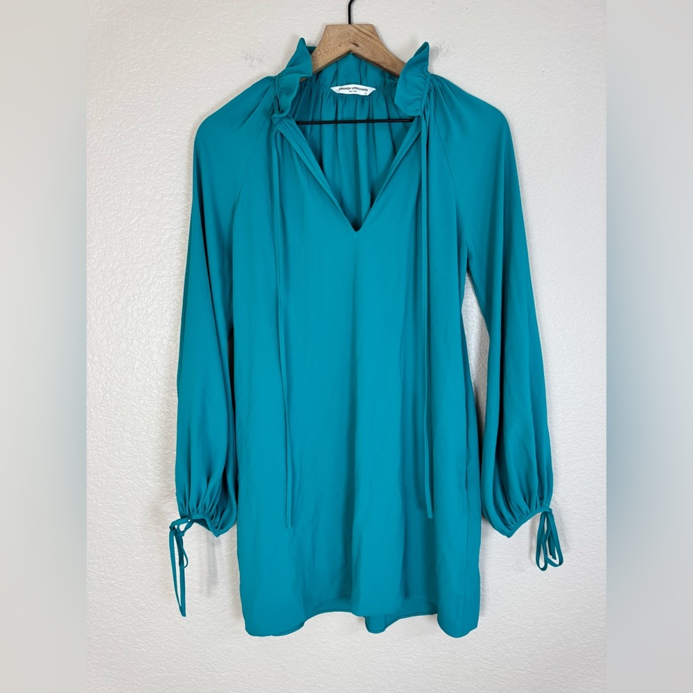 Amanda Uprichard New York Vittoria Teal Mini Shift Dress size XS $216 - Picture 3 of 12